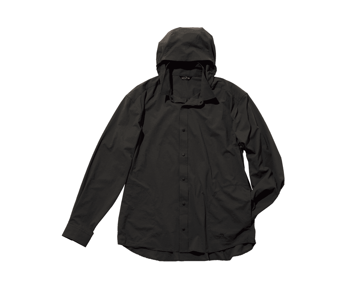 街ではシャキッとできる、登山シャツ。〈STATIC〉のフードシャツ。