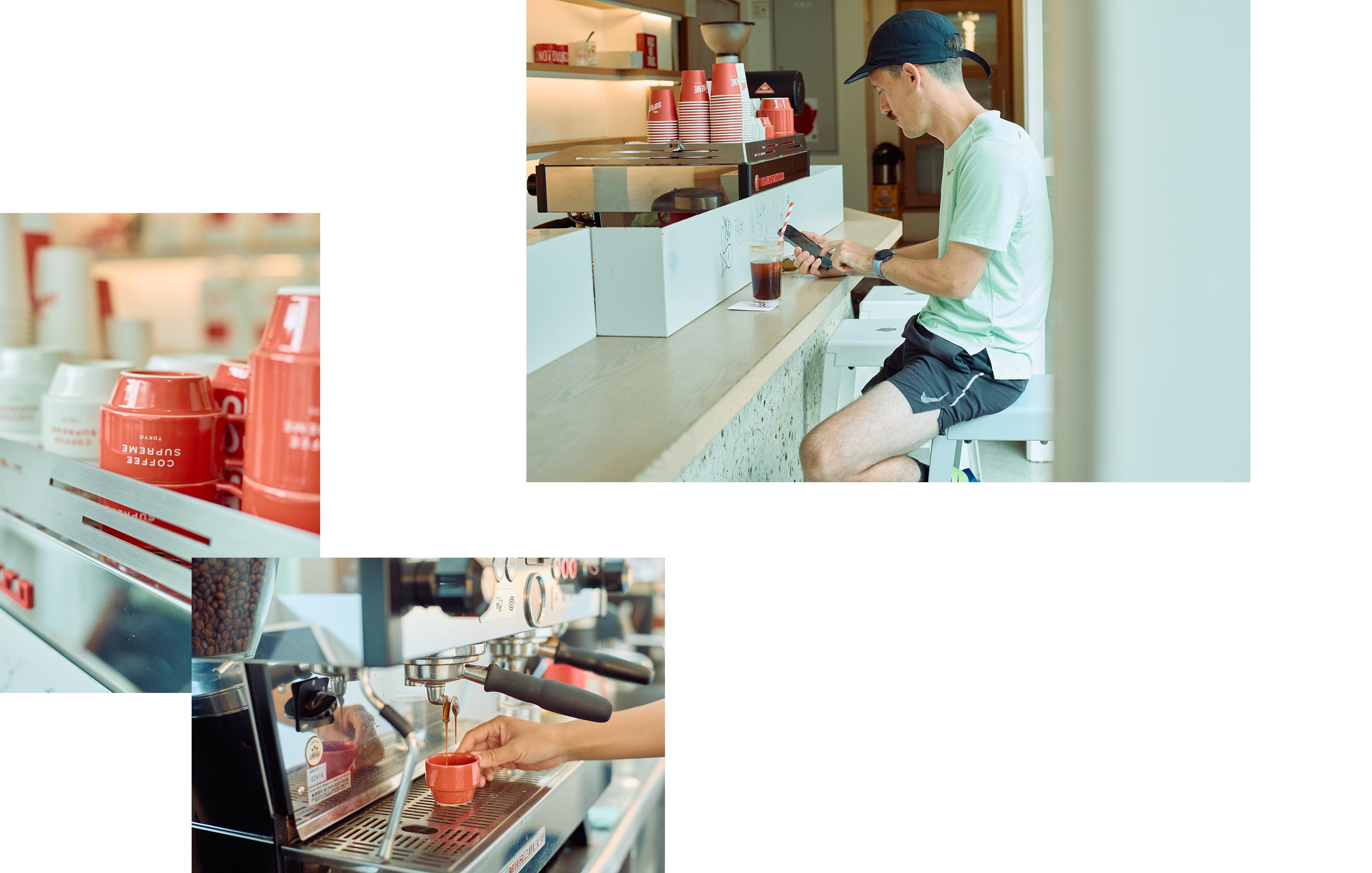 ランニングを楽しんだ後は、〈Coffee Supreme Tokyo〉へ。