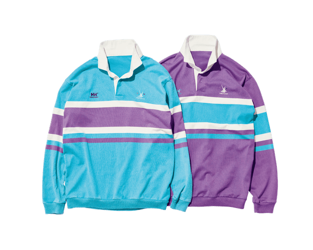 アクセントになるポップな色合い。〈HELLY HANSEN〉のラグビーシャツ。