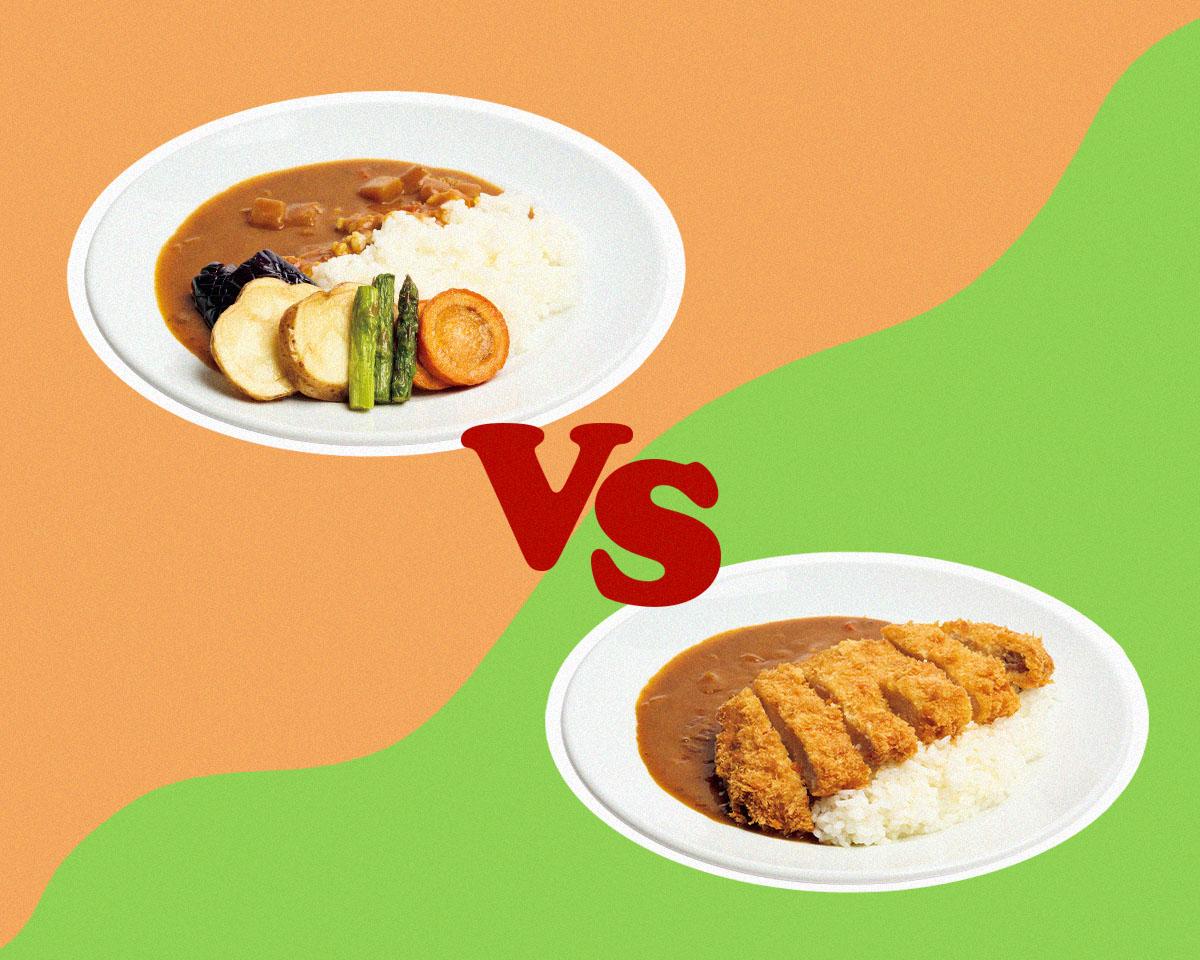 野菜カレーVSカツカレー
