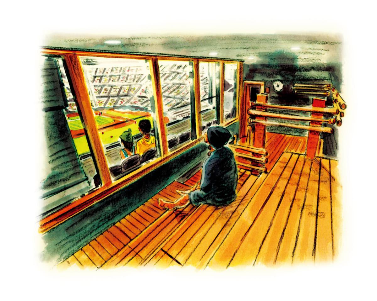 野球観戦できるサウナのイラスト