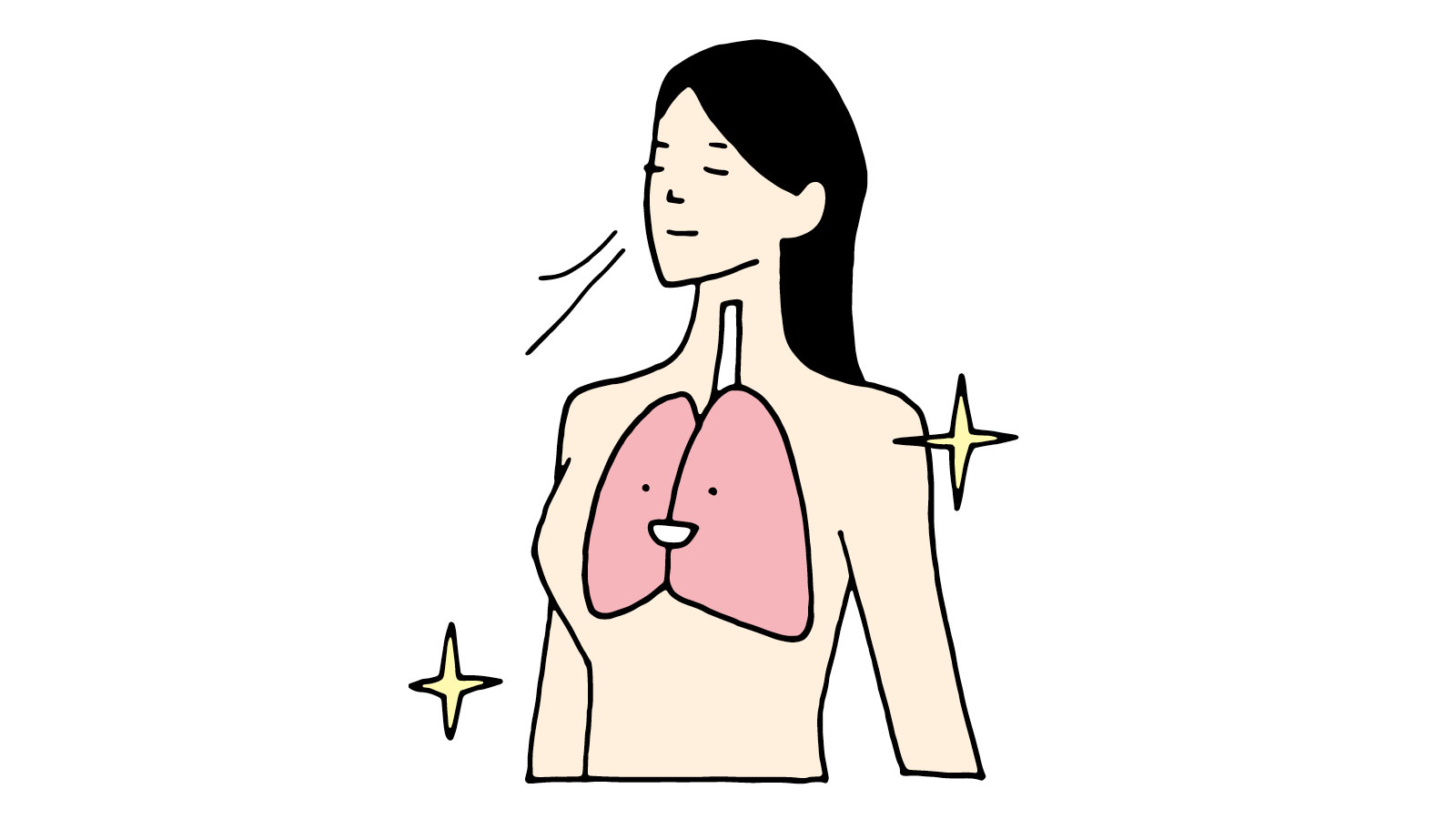 肺 呼吸　イラスト