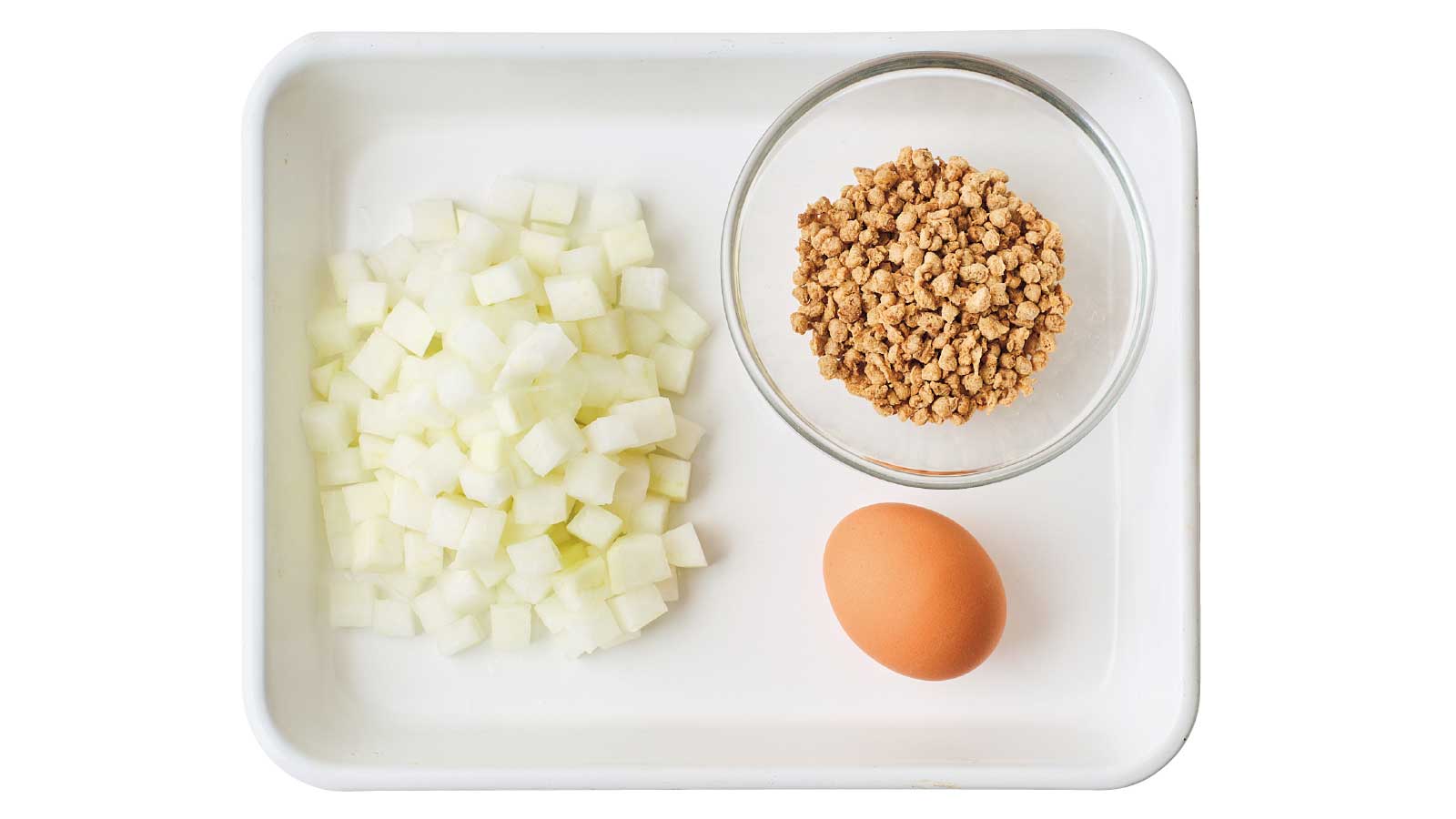 大根と卵のおかゆ 大豆ミートそぼろトッピング 材料