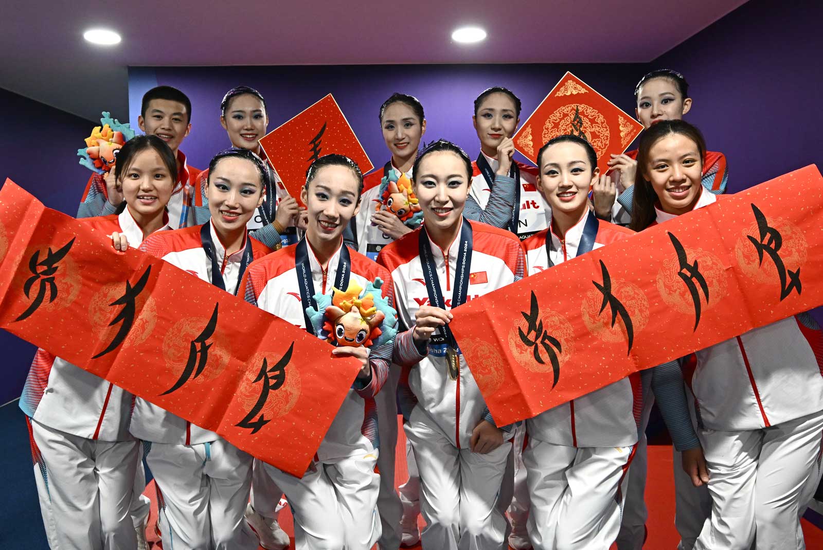 大会期間中に新年（旧正月）を迎えた中国チームメンバー。