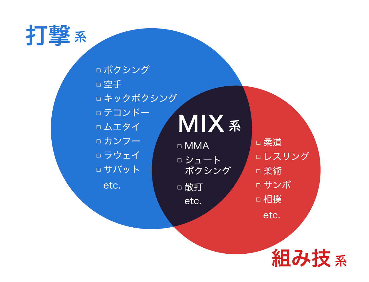 格闘技の主な分類
