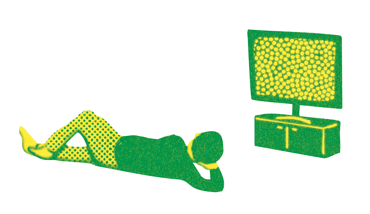 横になって静かにテレビを観る