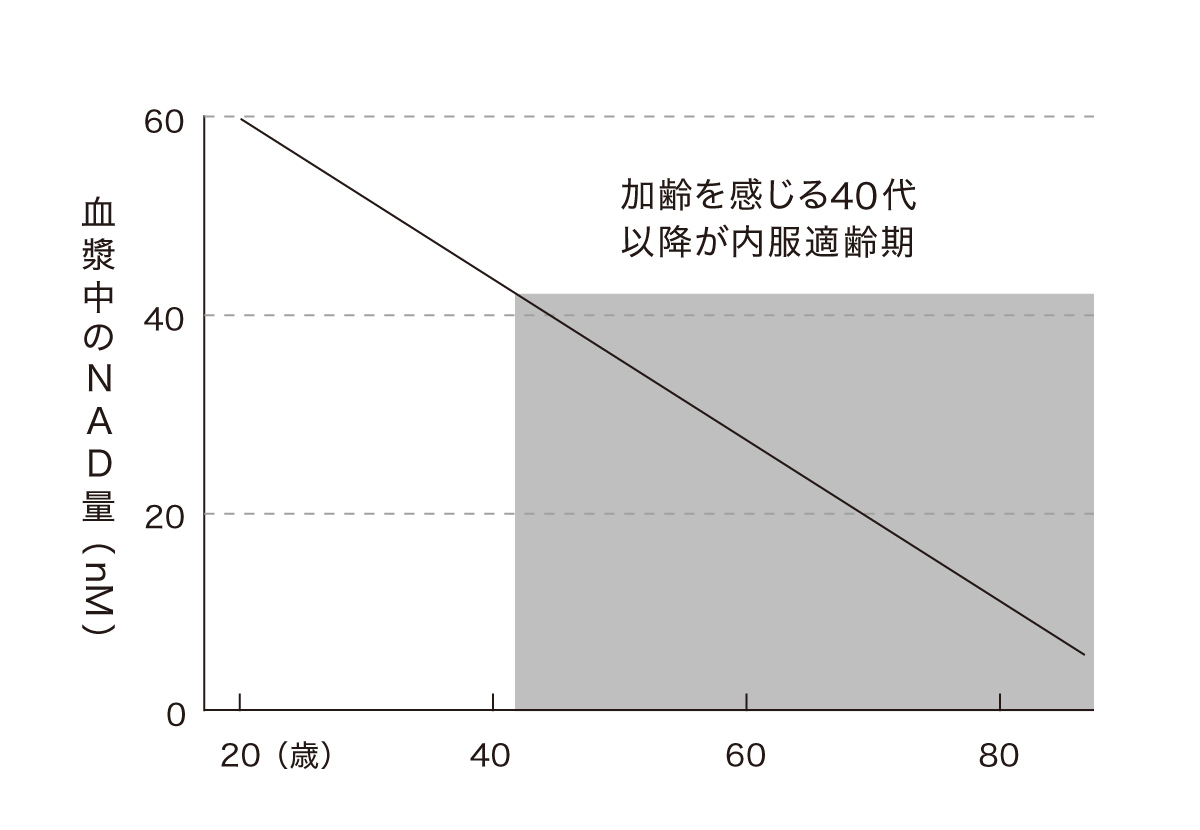 血液中のNADの加齢変化