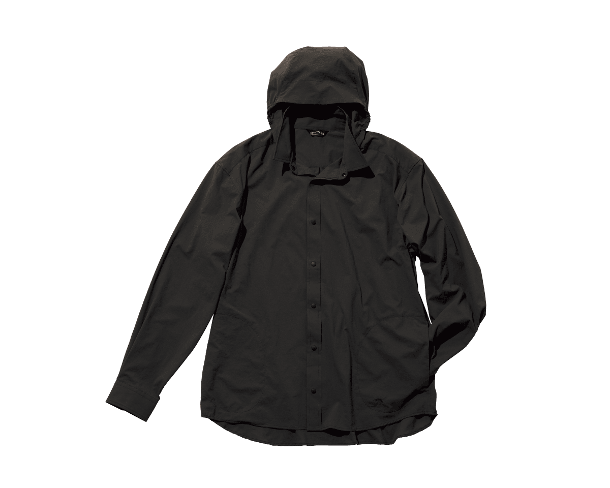街ではシャキッとできる、登山シャツ。〈STATIC〉のフードシャツ。
