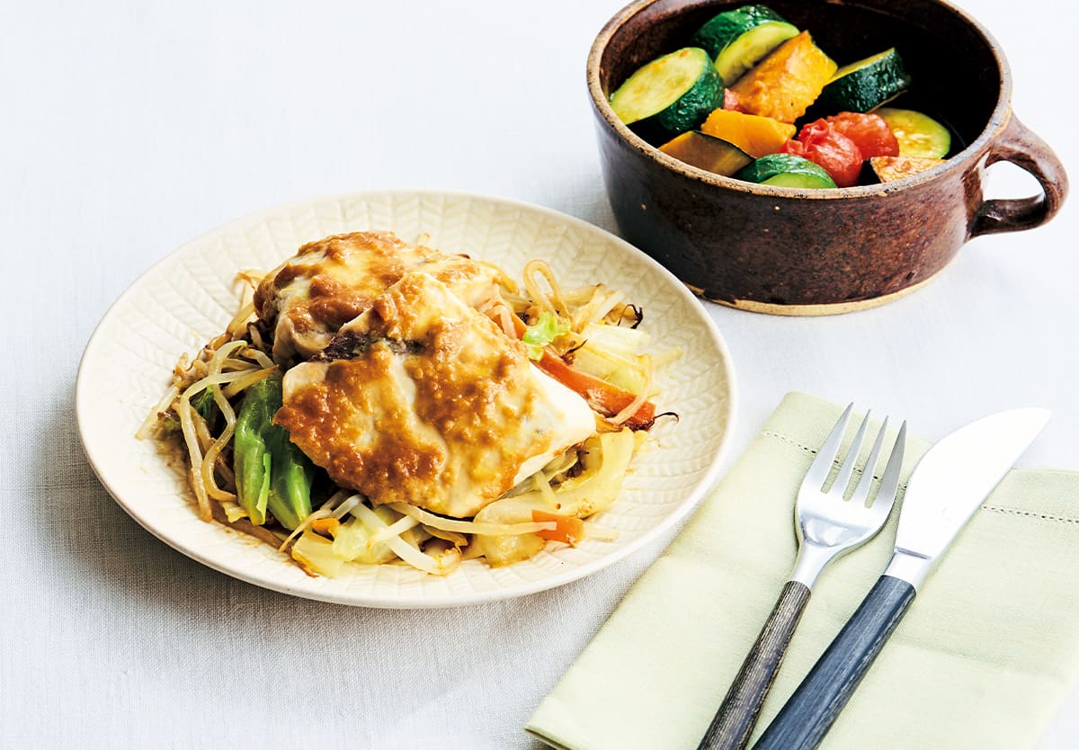 メカジキのフライパン蒸しと野菜のオイル煮