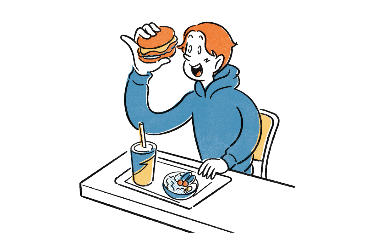 ハンバーガーショップでのオイルファースト