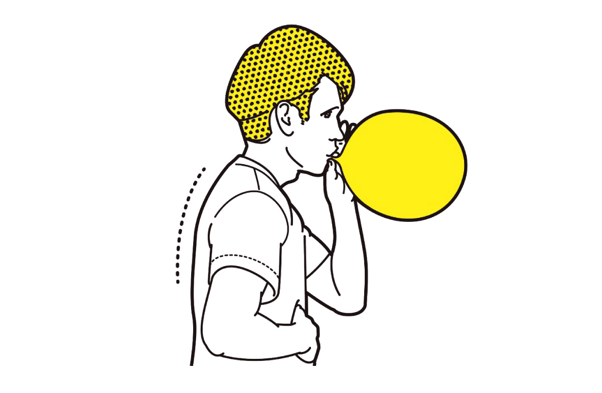 風船を膨らませる