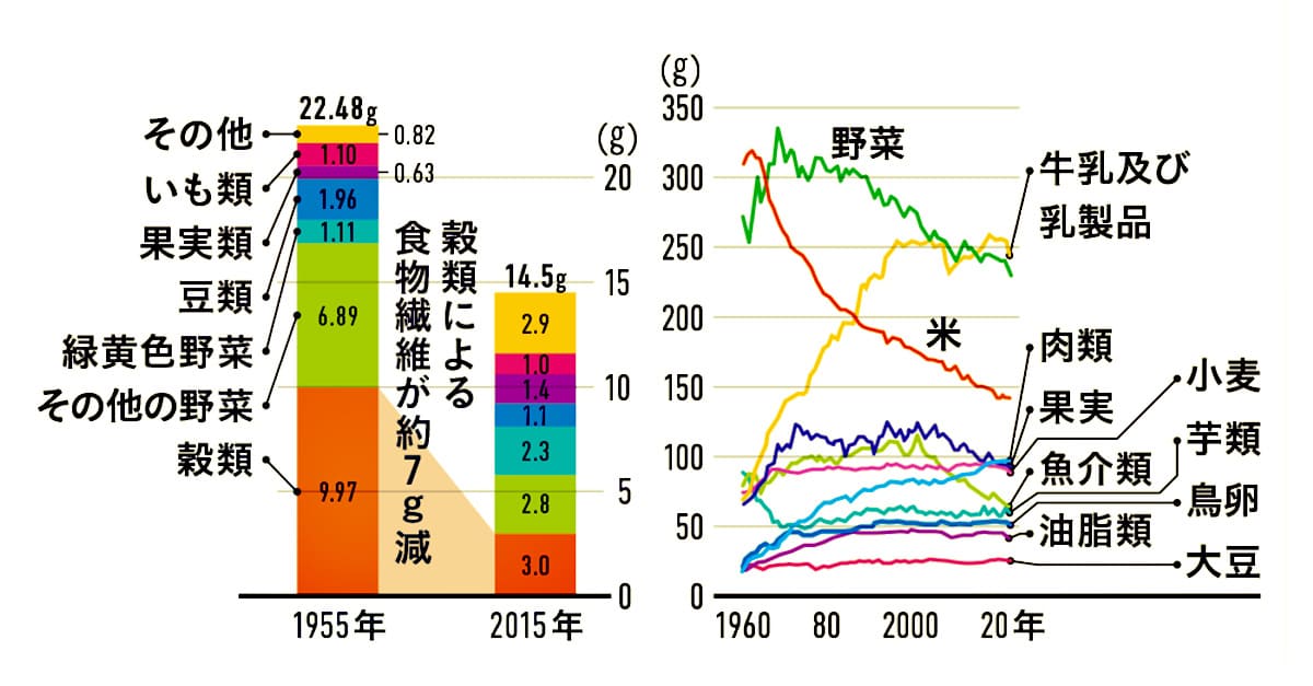 野菜と米不足は、腸内でも起きている