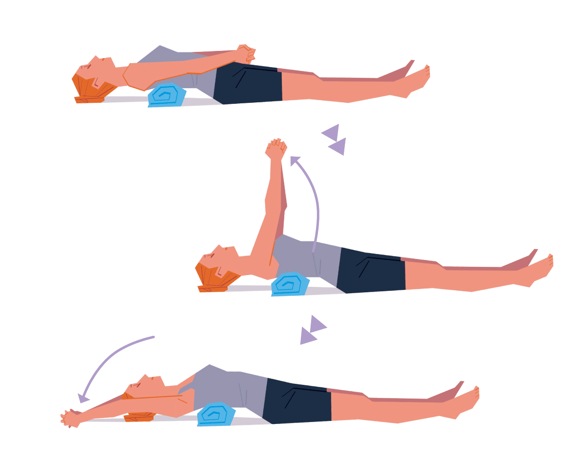 背中枕ストレッチ