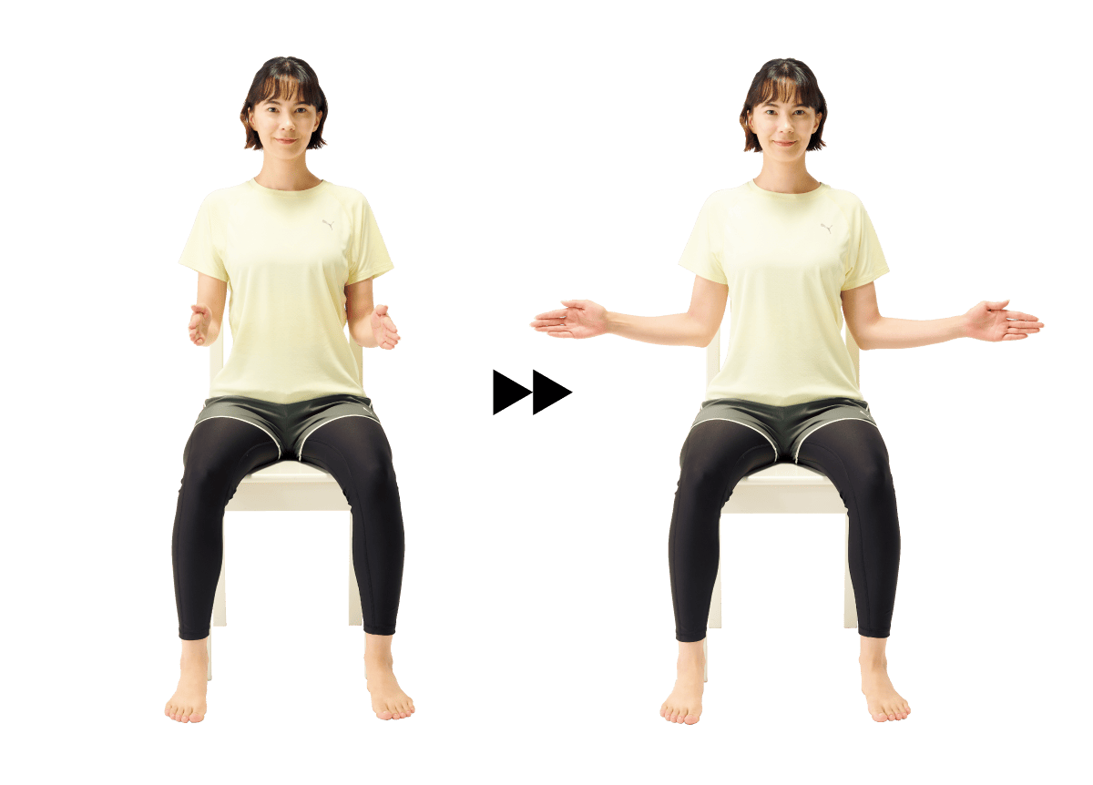 ローテーターカフ｜左右の肘先を同じように開ける動き