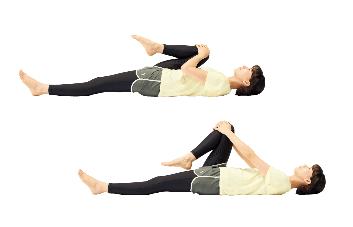 腸腰筋｜伸ばした脚を浮かさずに膝を引き寄せる動き