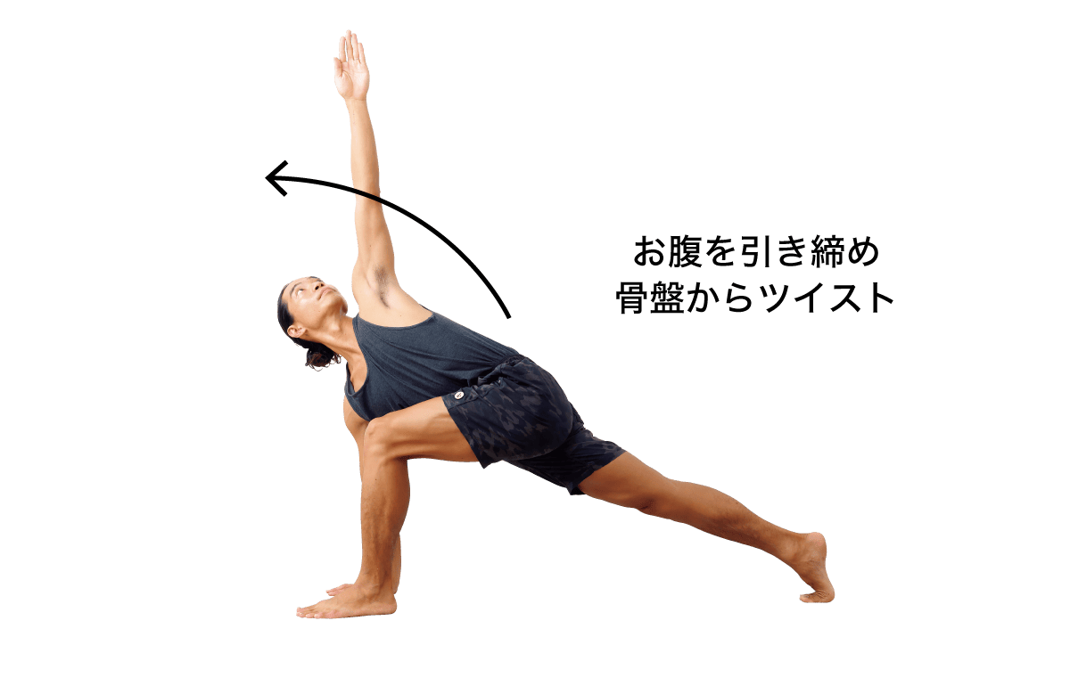 猿のポーズランジのツイストポーズ