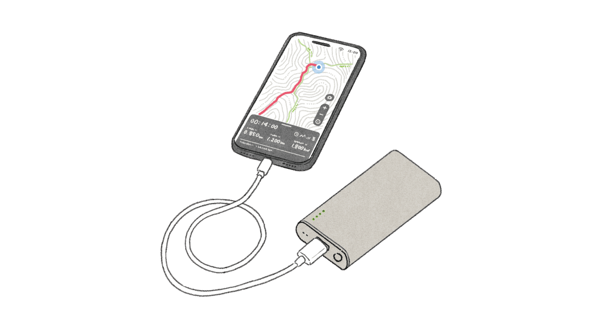 登山用マップアプリとモバイルバッテリー|
