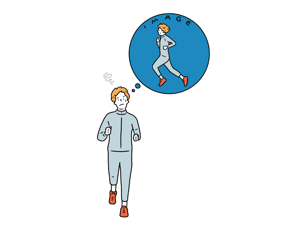 走る姿勢をイメージする男性のイラスト