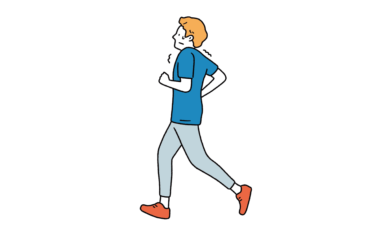 力が肩に入って走る人のイラスト