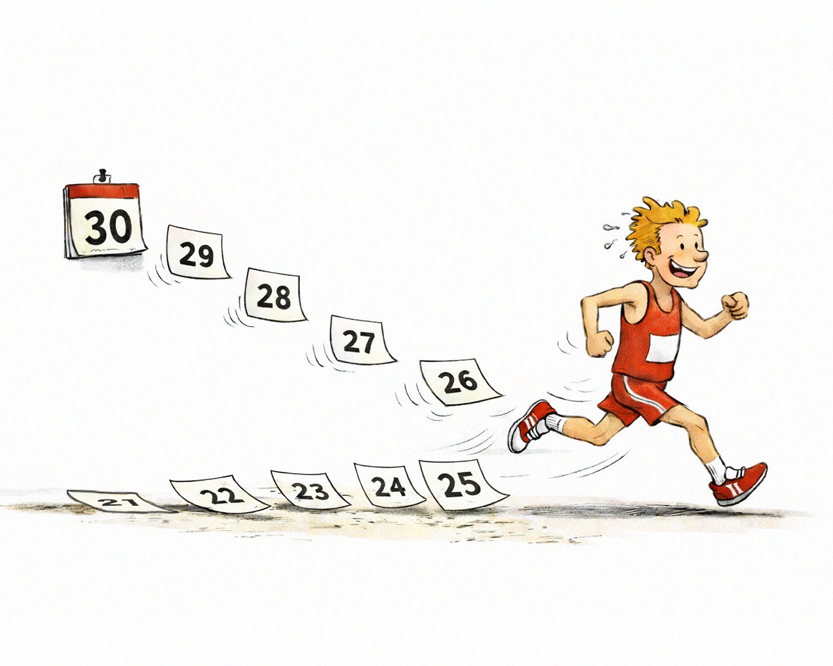 1年後にフルマラソンを完走するためのスケジュール。