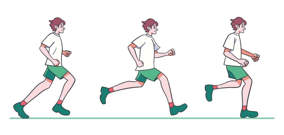 走る動きをするイラスト