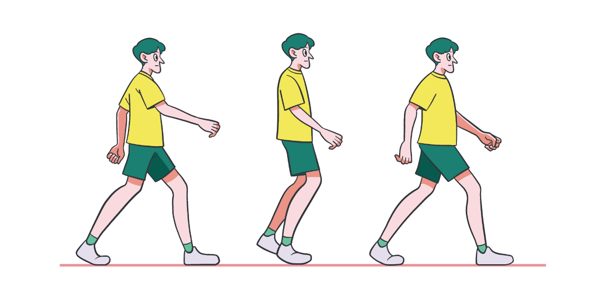 歩く動きをするイラスト