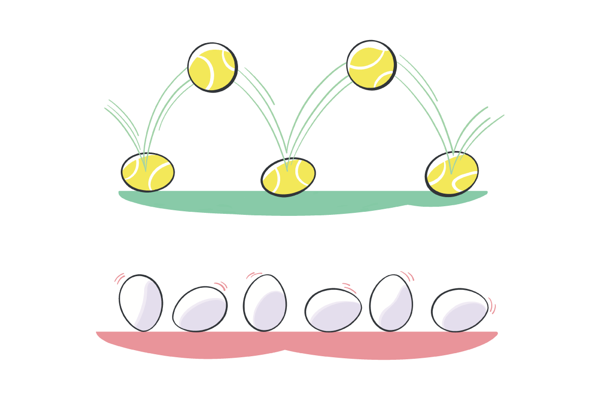 歩くときと走るときのボールでイメージ