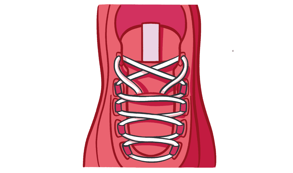 まる紐のシューズ