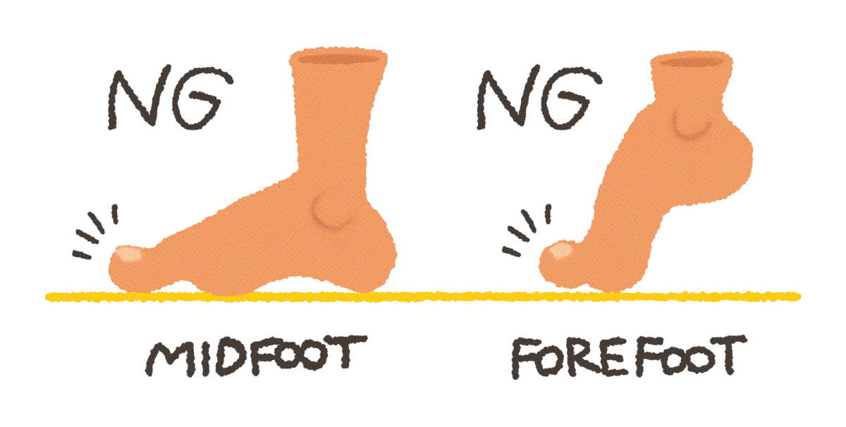 ミッドフット、フォアフットは歩行ではNGのイラスト