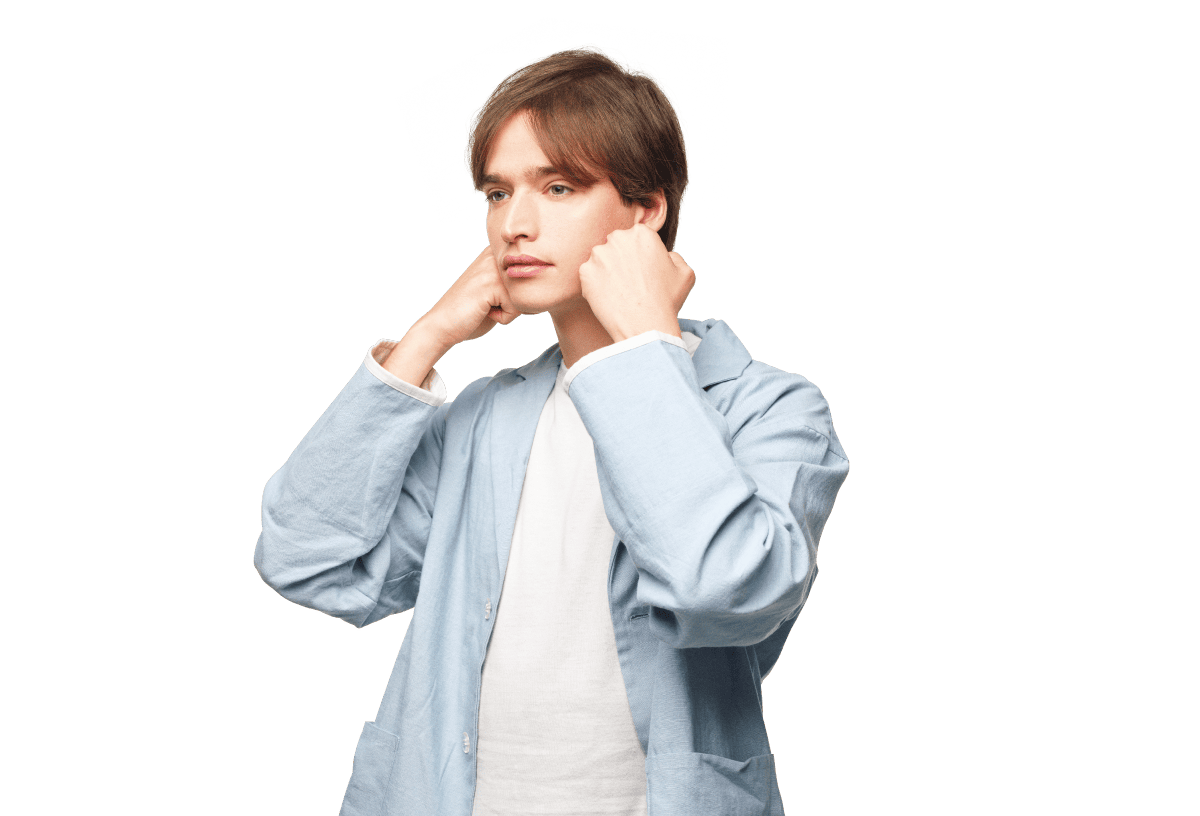 手の指の関節で咬筋群を揉みほぐす