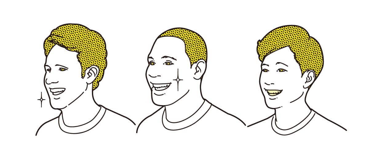 民族の違い：男性イラスト3人