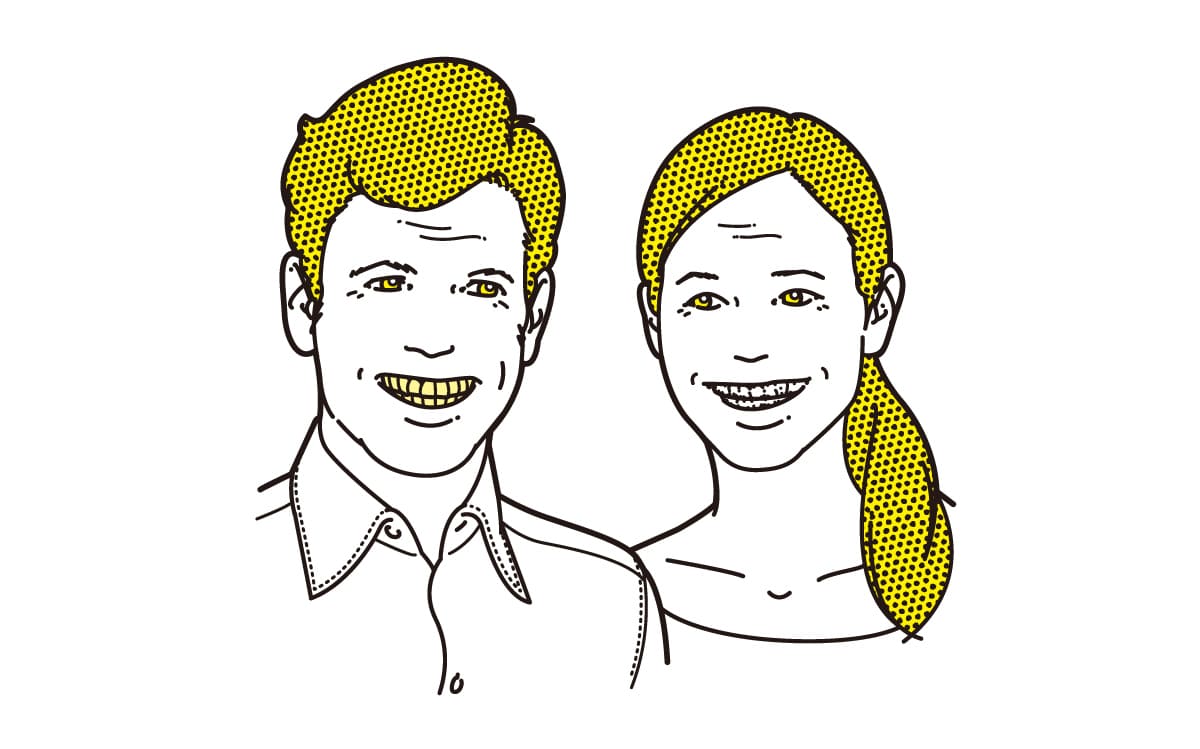 年齢を感じる男女のイラスト