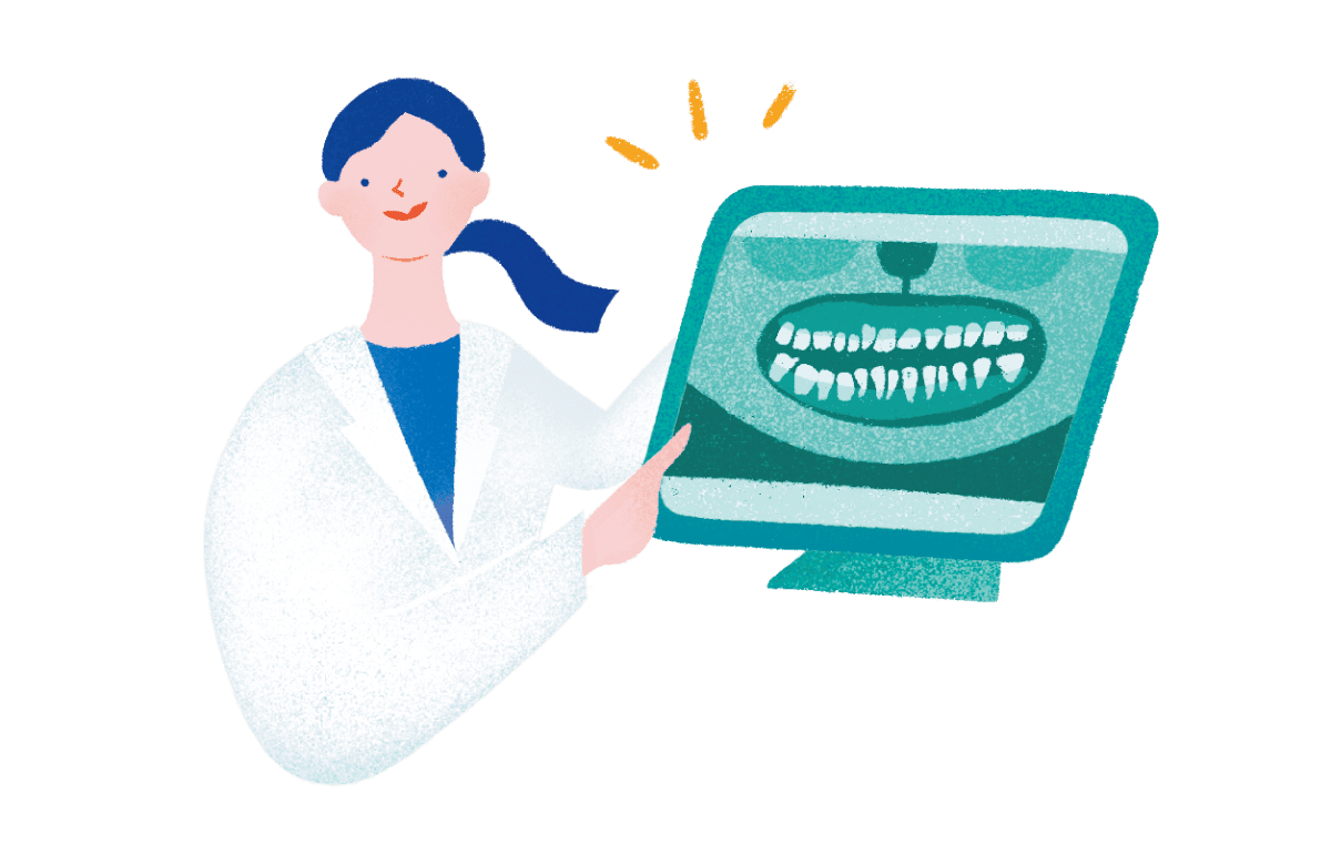 歯科医師とレントゲンの画像