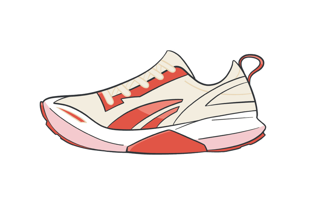 中足部アーチに補強用パーツが入っているシューズのイラスト