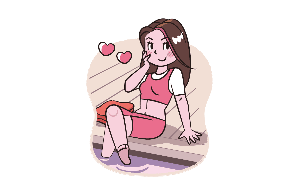 炭酸水素塩泉｜さっぱり気質のクールビューティイラスト