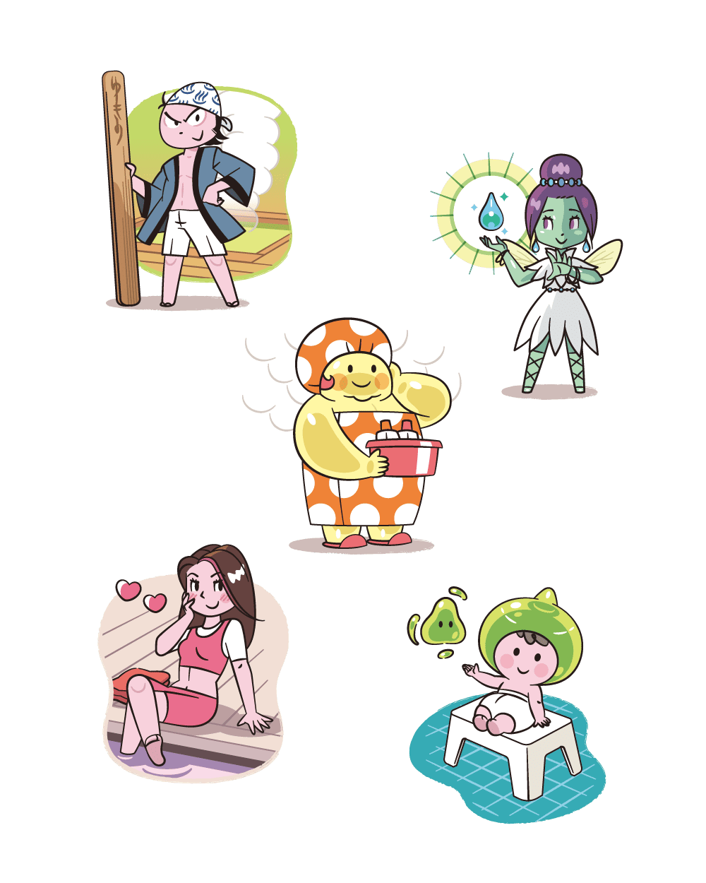 温泉の泉質10種をキャラ化!