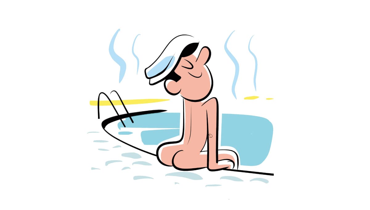 浴槽のへりに座るイラスト