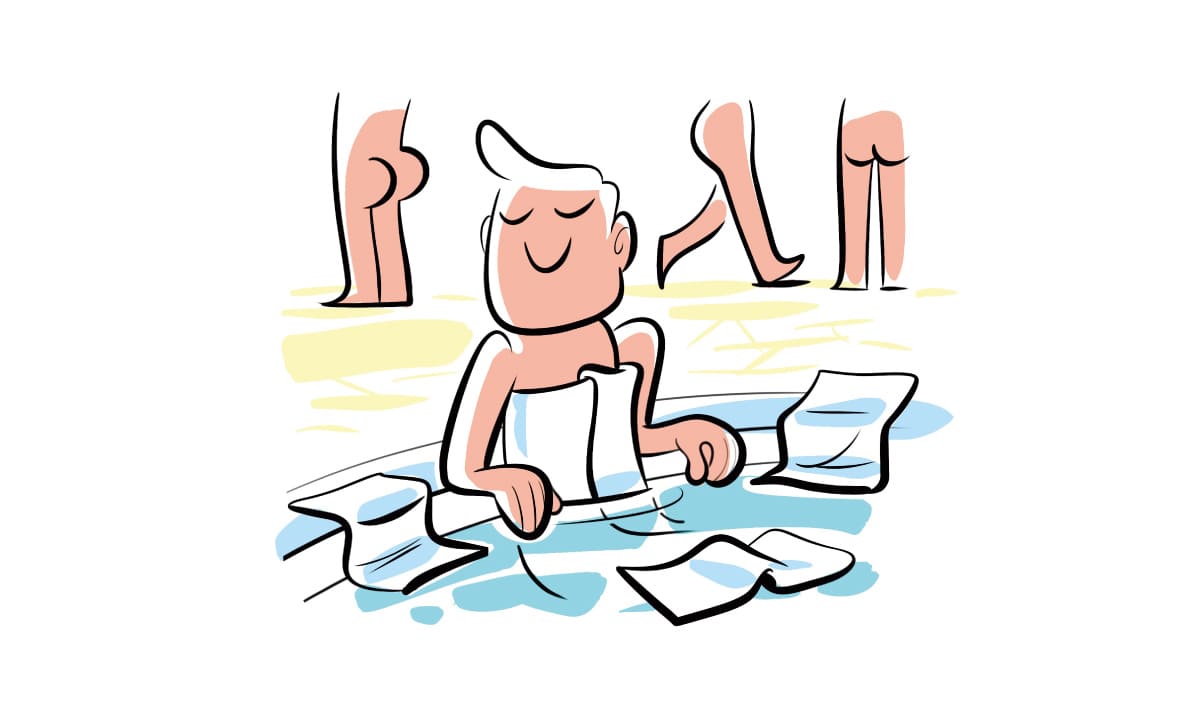 タオルを浴槽に入れるイラスト