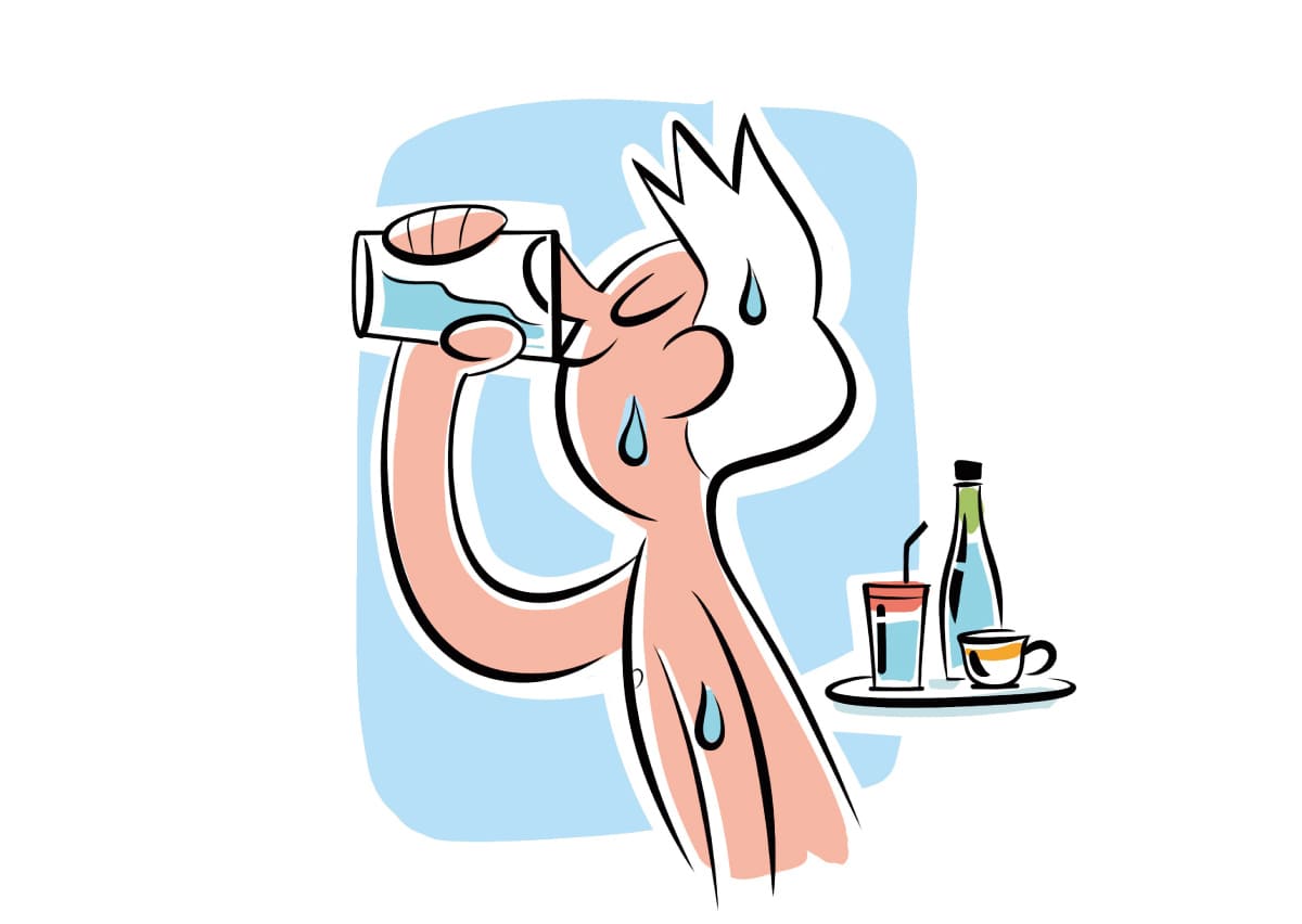 水分補給をするイラスト