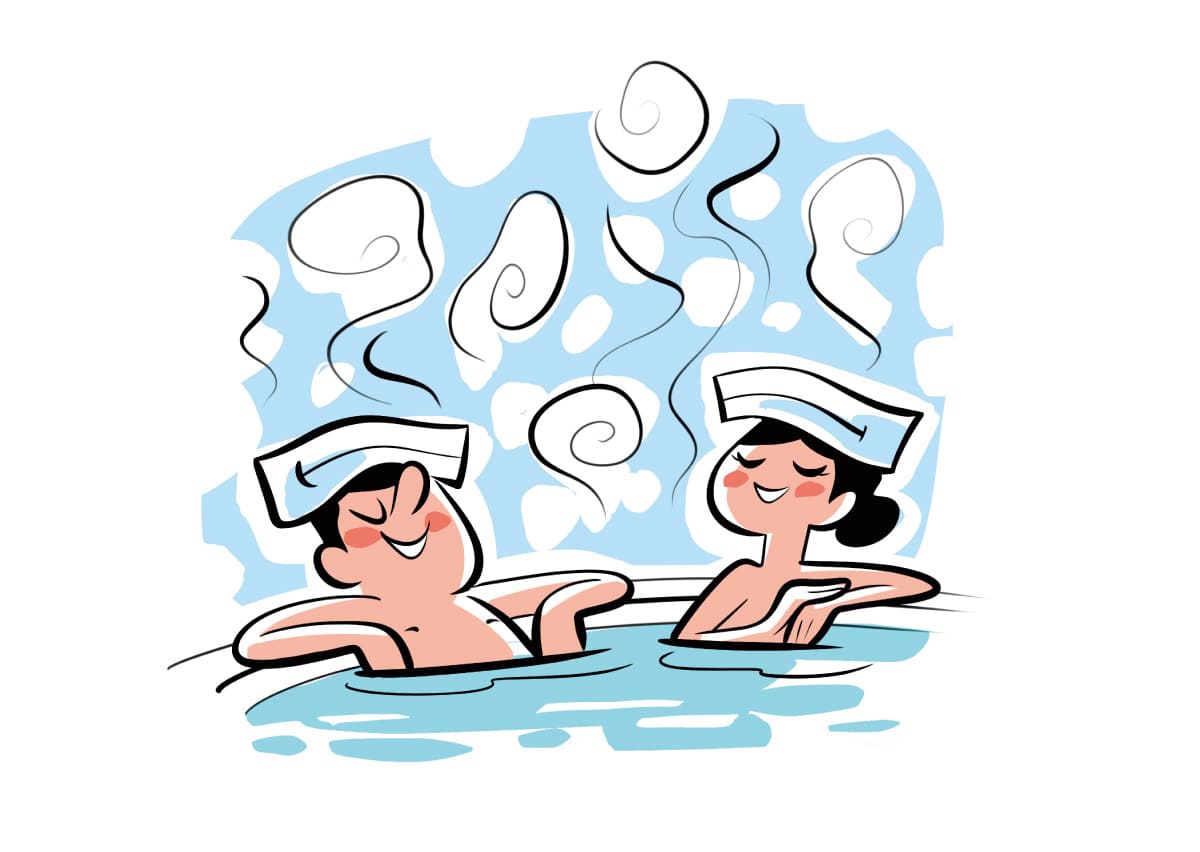 ゆっくり入浴するイラスト