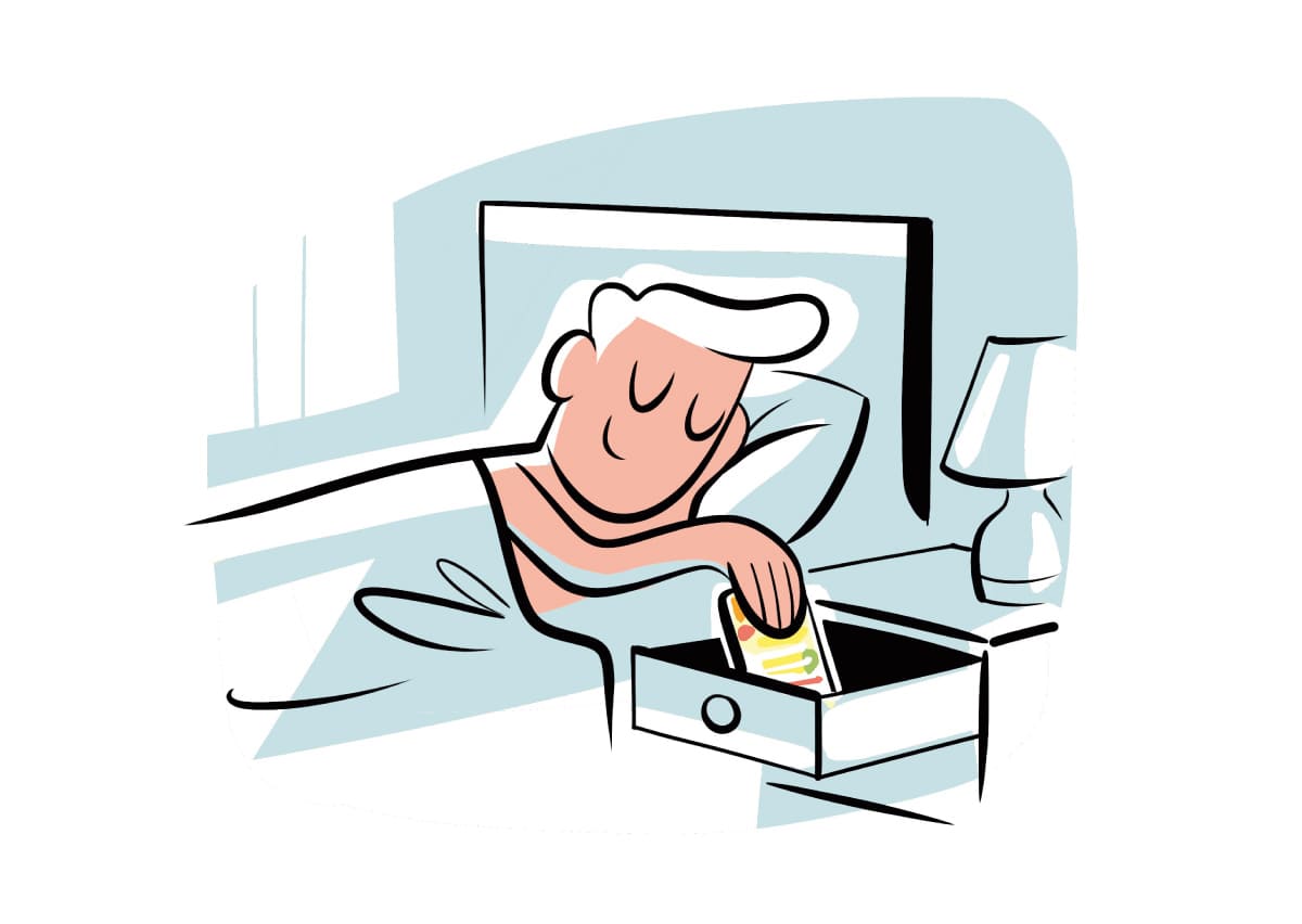 デジタルデトックスのためケイタをしまうイラスト