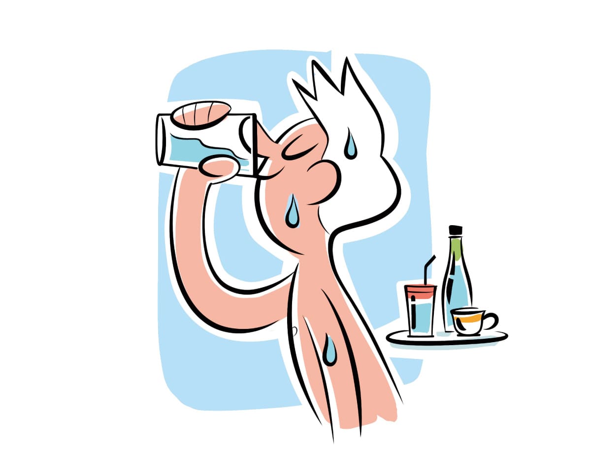 温泉の前後、水はどれくらい飲む？