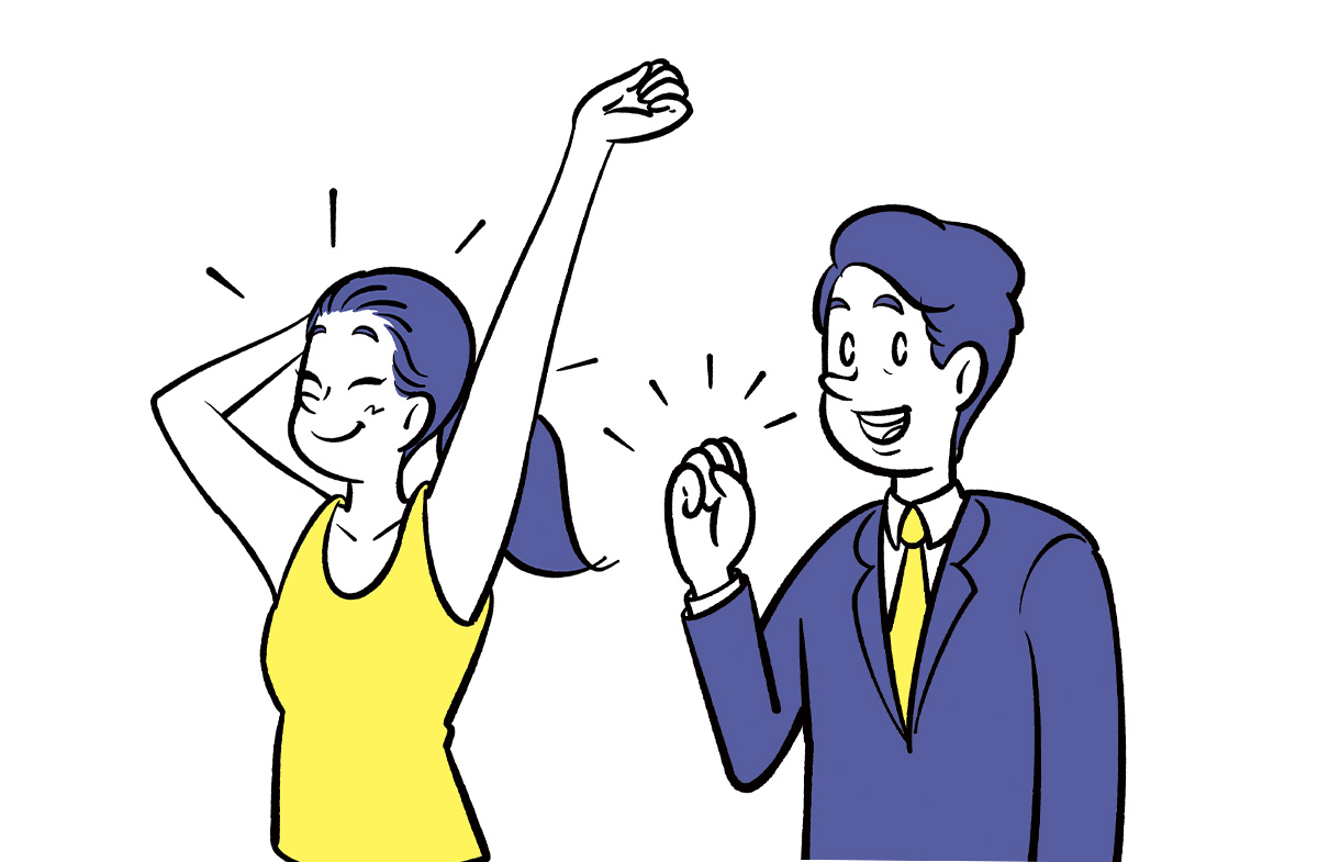 エネルギー溢れる男女のイラスト