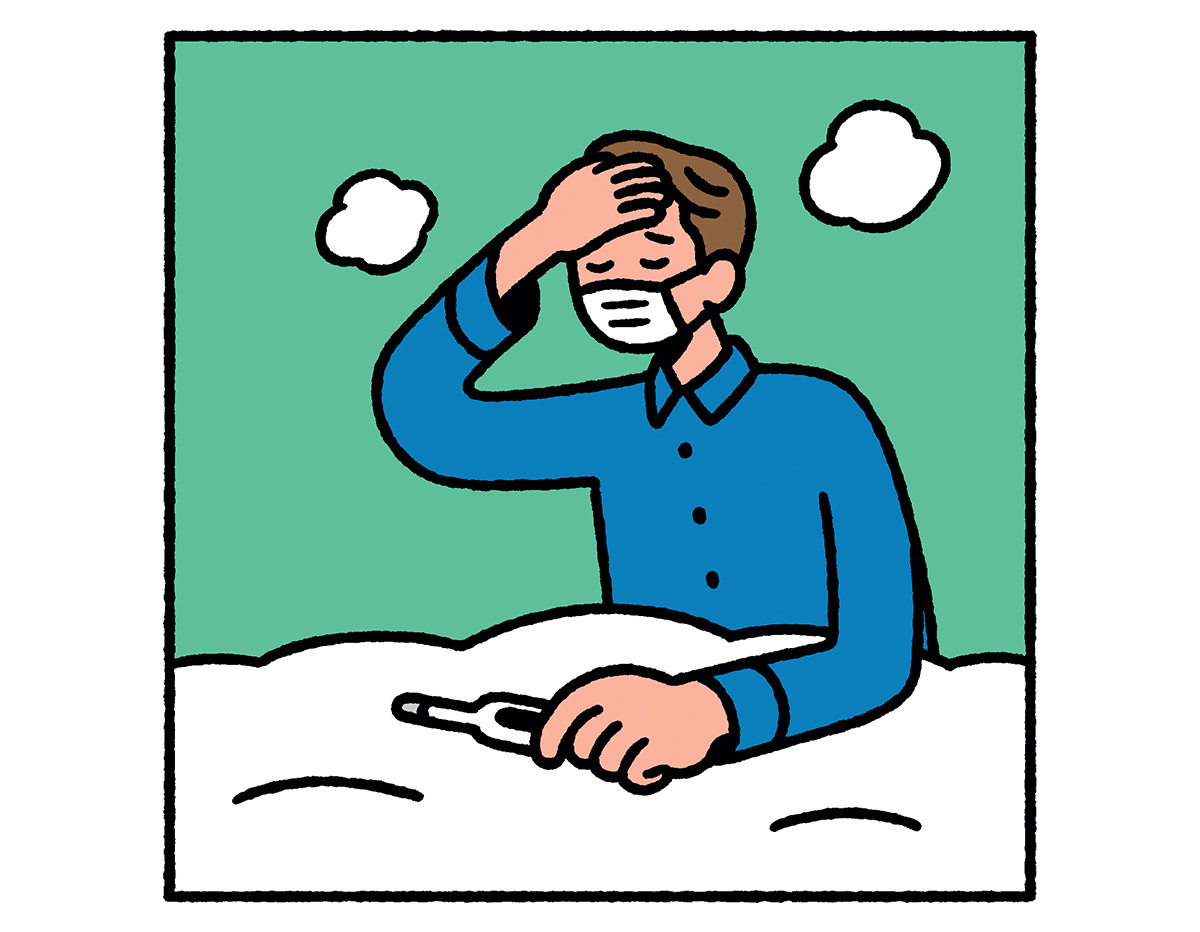 発熱している男性のイラスト