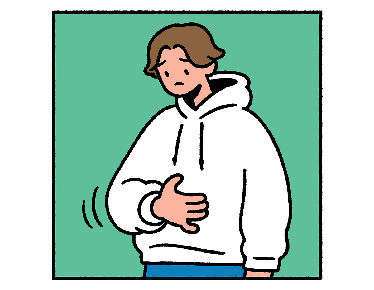 胃腸の調子が悪い男性のイラスト