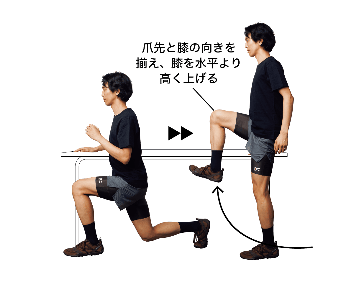スプリットスクワット&ニーアップ