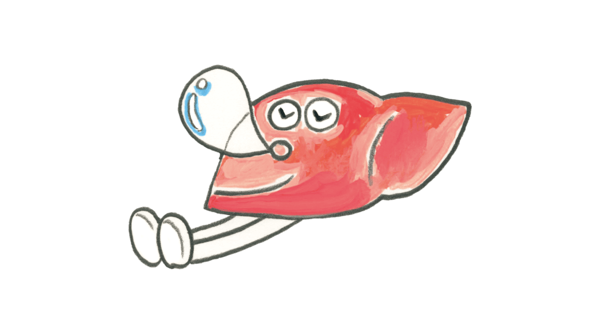 肝臓が寝ているイラスト