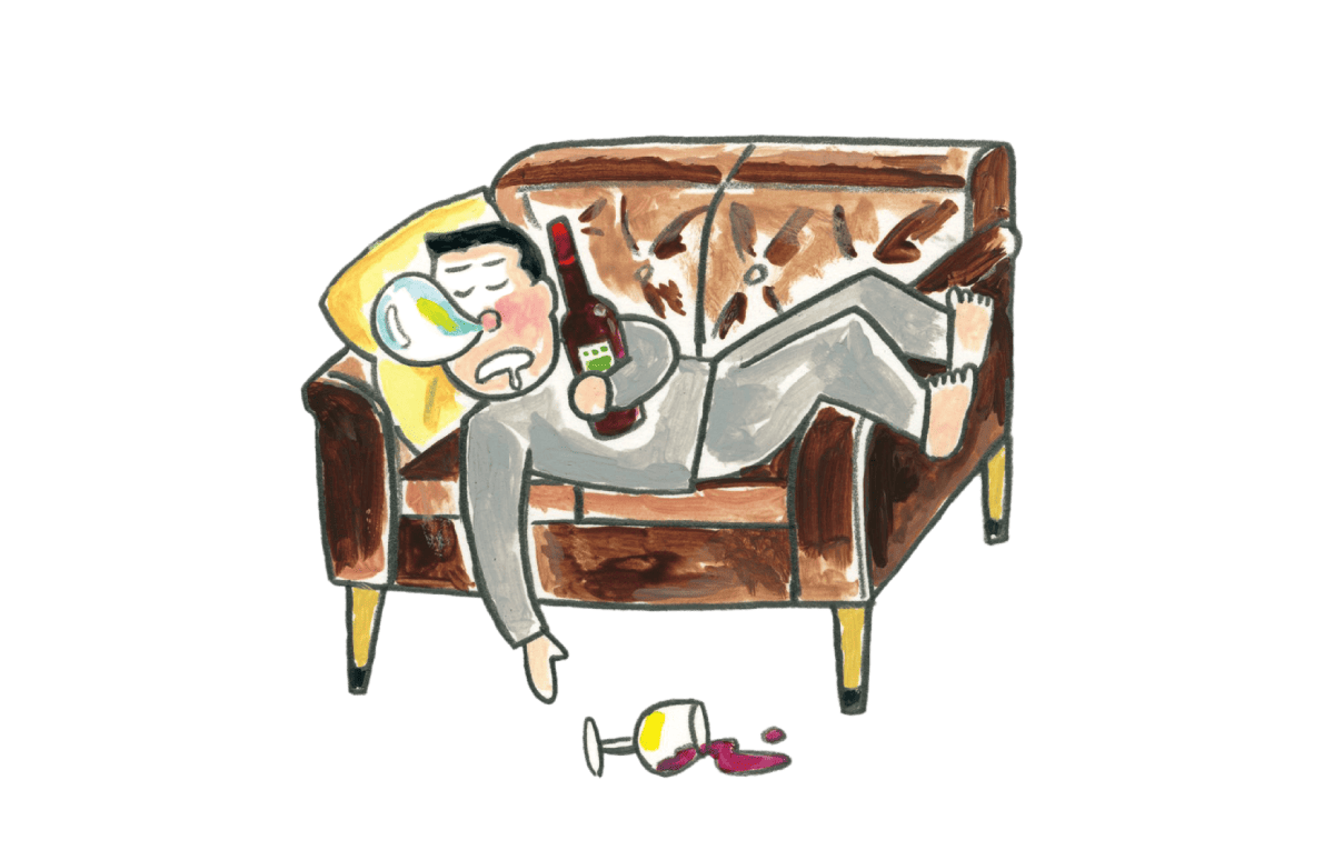 ソファで寝ている人のイラスト
