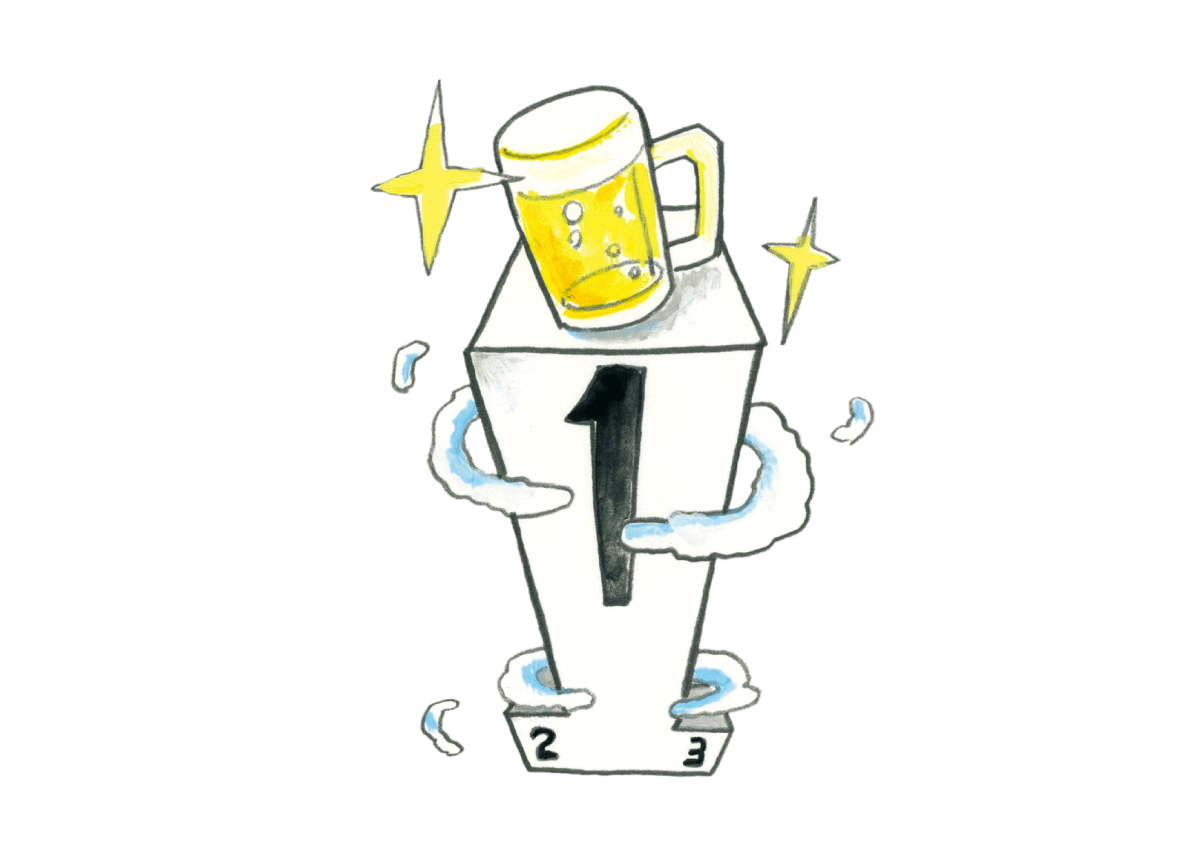 ビールが一位を受賞しているイラスト