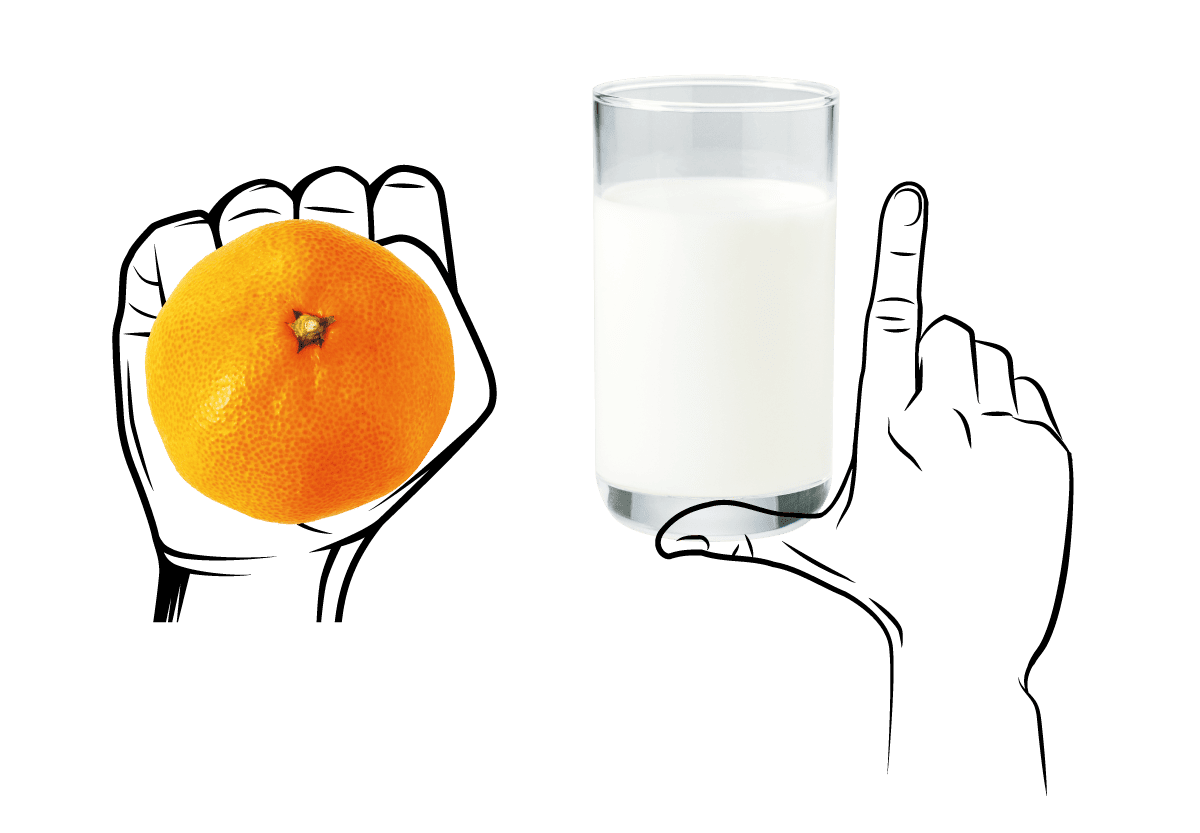 牛乳果実の手ばかり